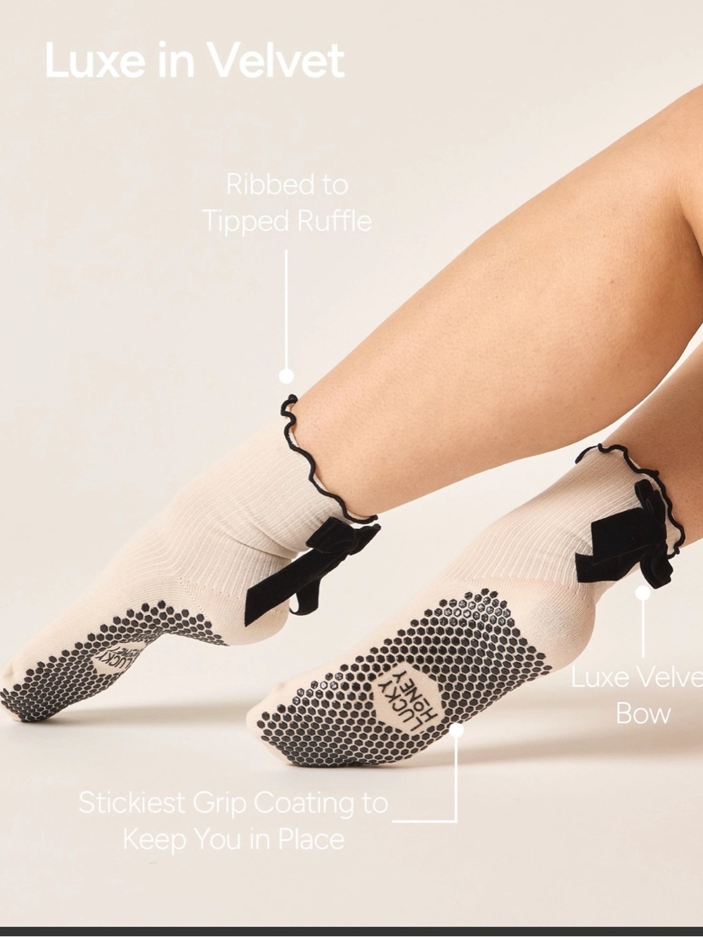 Lucky honey Juliet Grip Sock black velvet